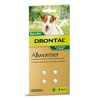 Drontal Allwormer Small Dogs 3kgs - 4 Tabs